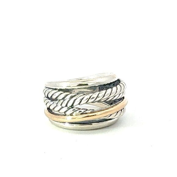 David Yurman 14k Gold & Sterling Silver Ring Size 6 Estate DY678 - Picture 1 of 6